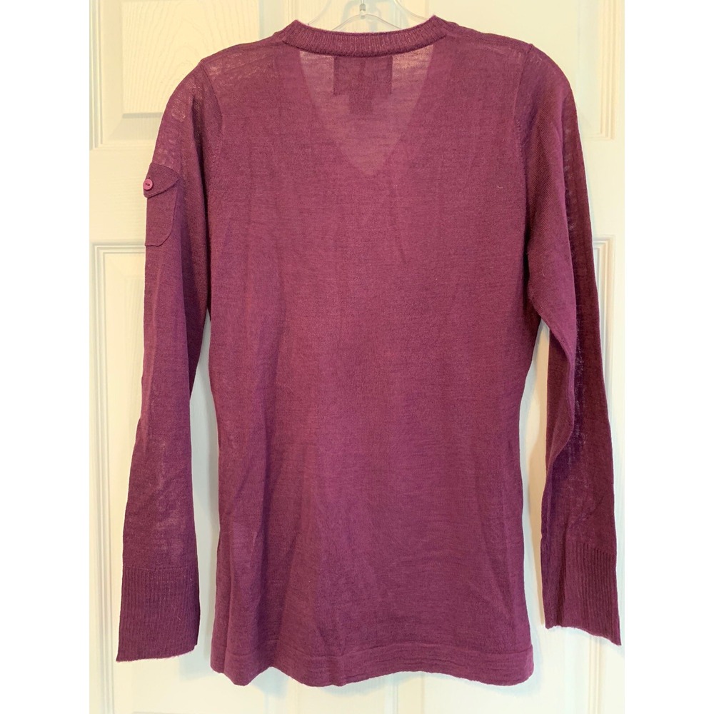 Women's Woolrich Lightweight Wool Blend Pullover V-Neck Sweater Medium Purple - Picture 7 of 7